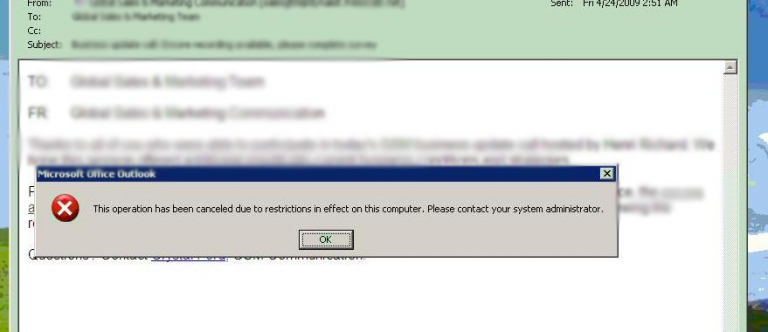 You receive an error message when you click a hyperlink in Outlook ...